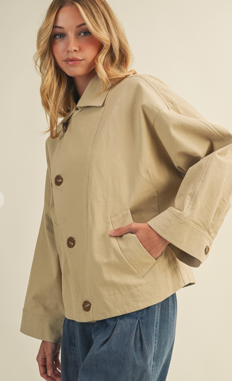Asymmetric Button Closure Jacket
