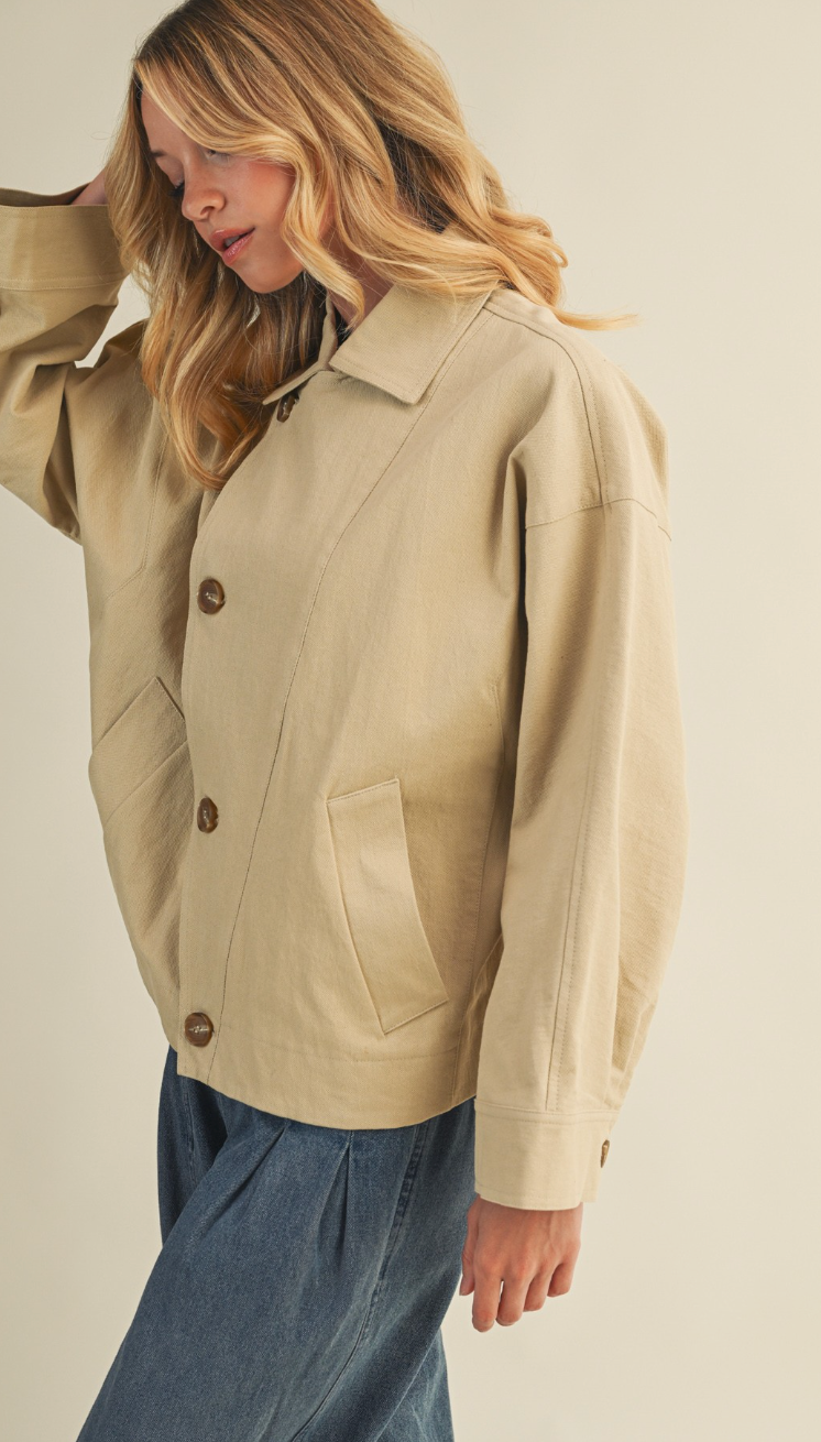 Asymmetric Button Closure Jacket
