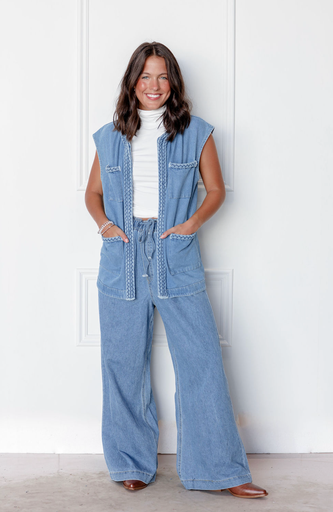 Denim Wide Leg Pants