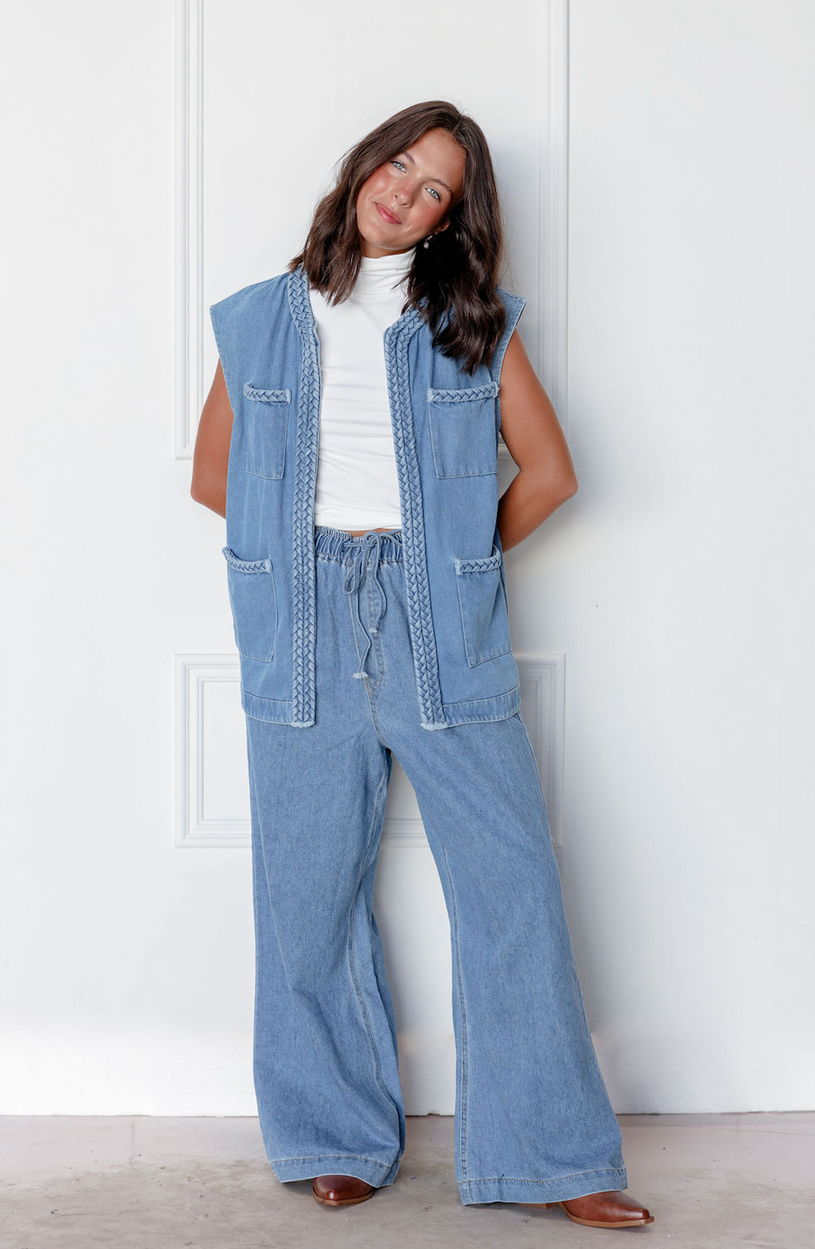 Denim Wide Leg Pants