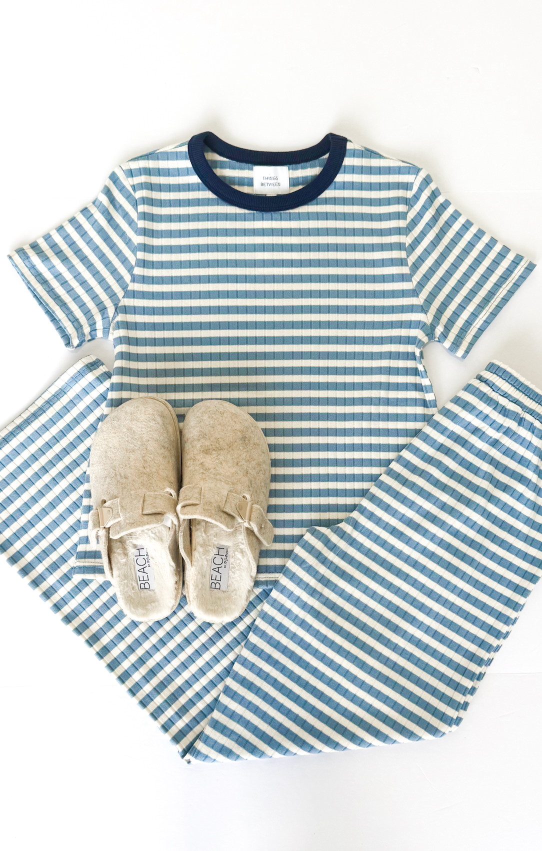 Light Blue Stripe Tee and Pants Set of 2