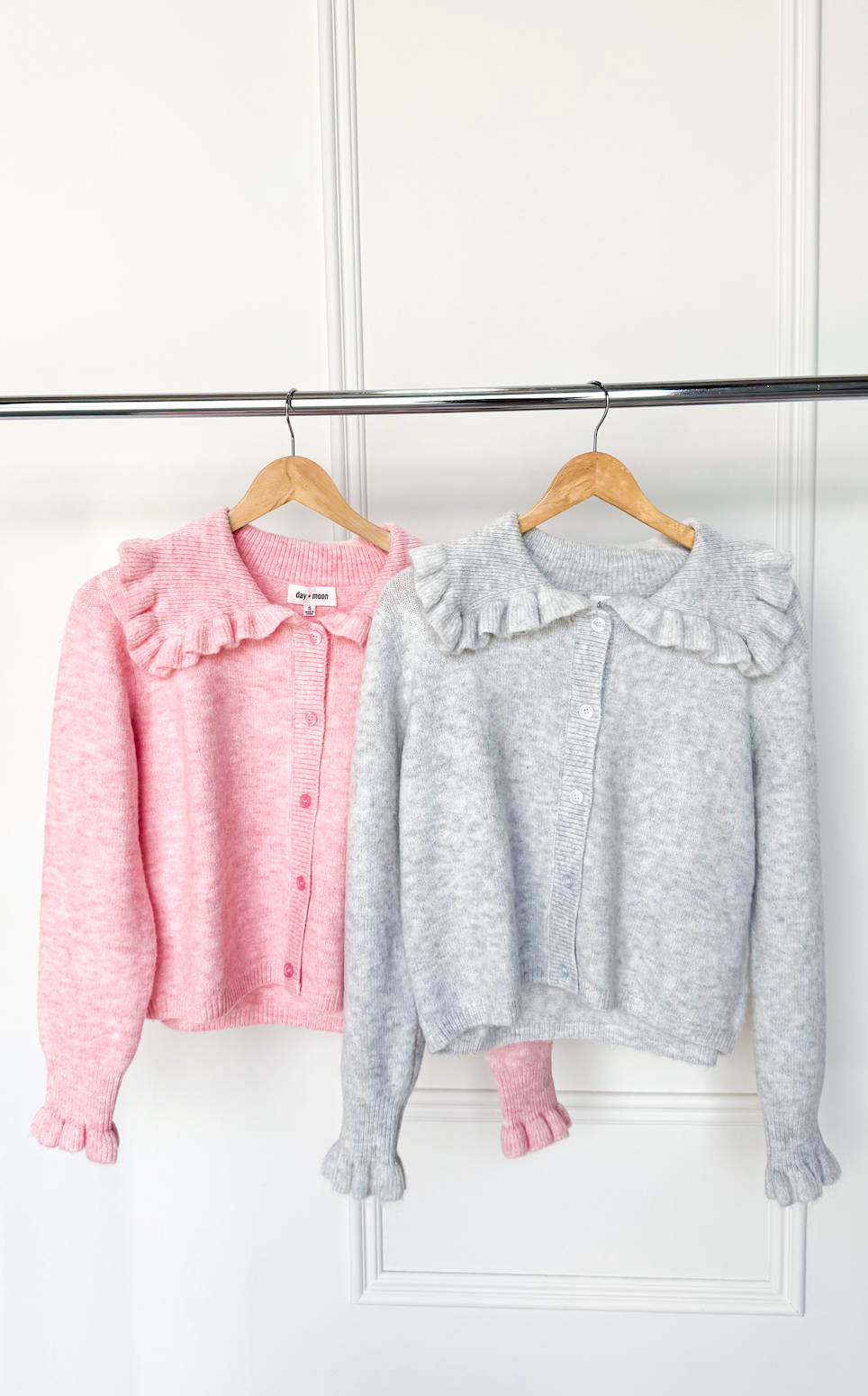 Ruffled Collar Cardigan Pink