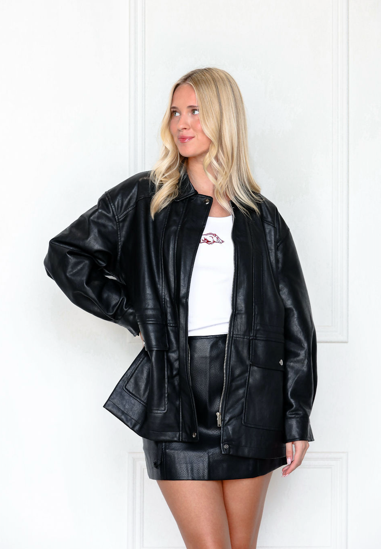 Faux Leather Safari Jacket