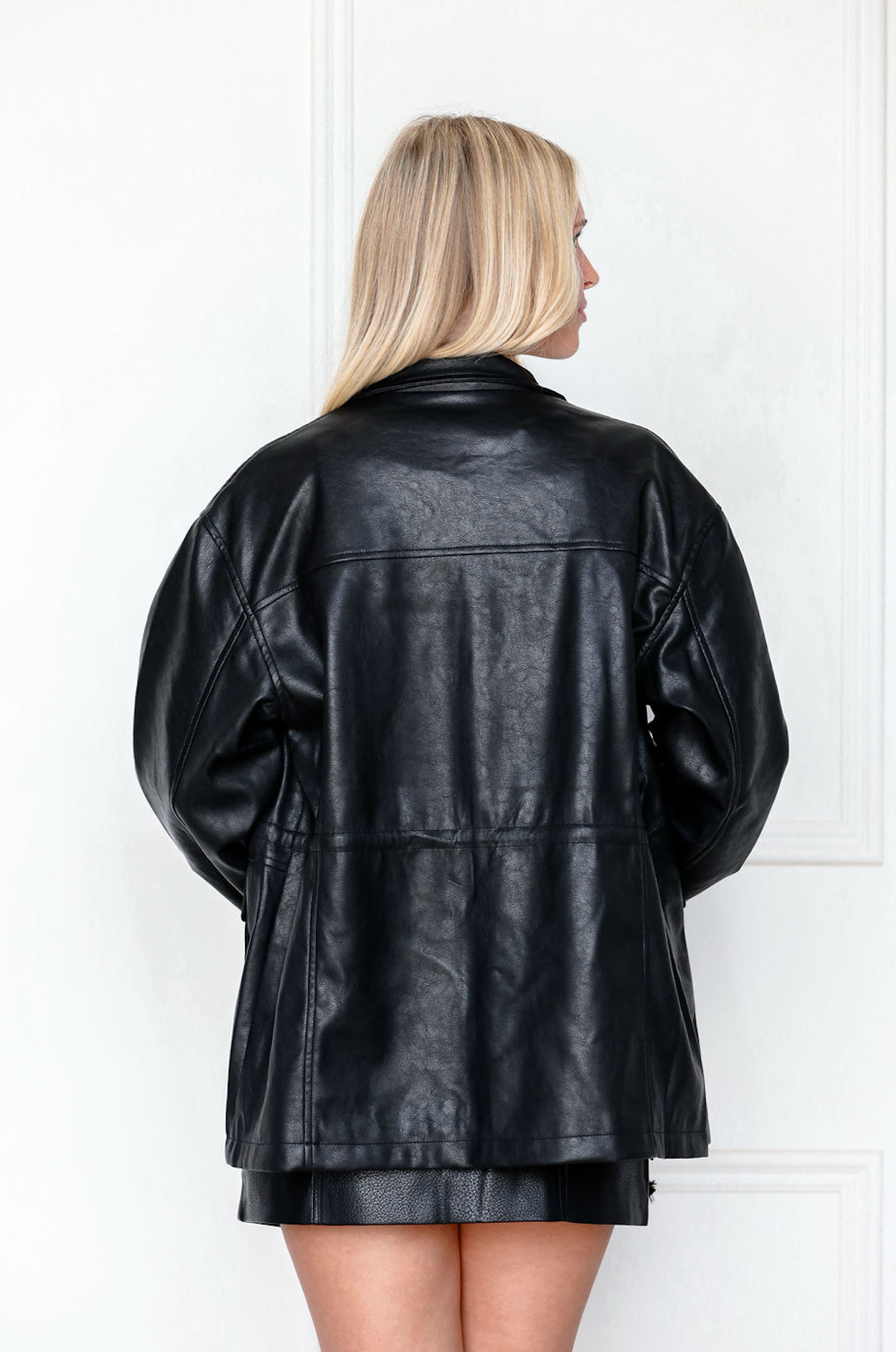 Faux Leather Safari Jacket
