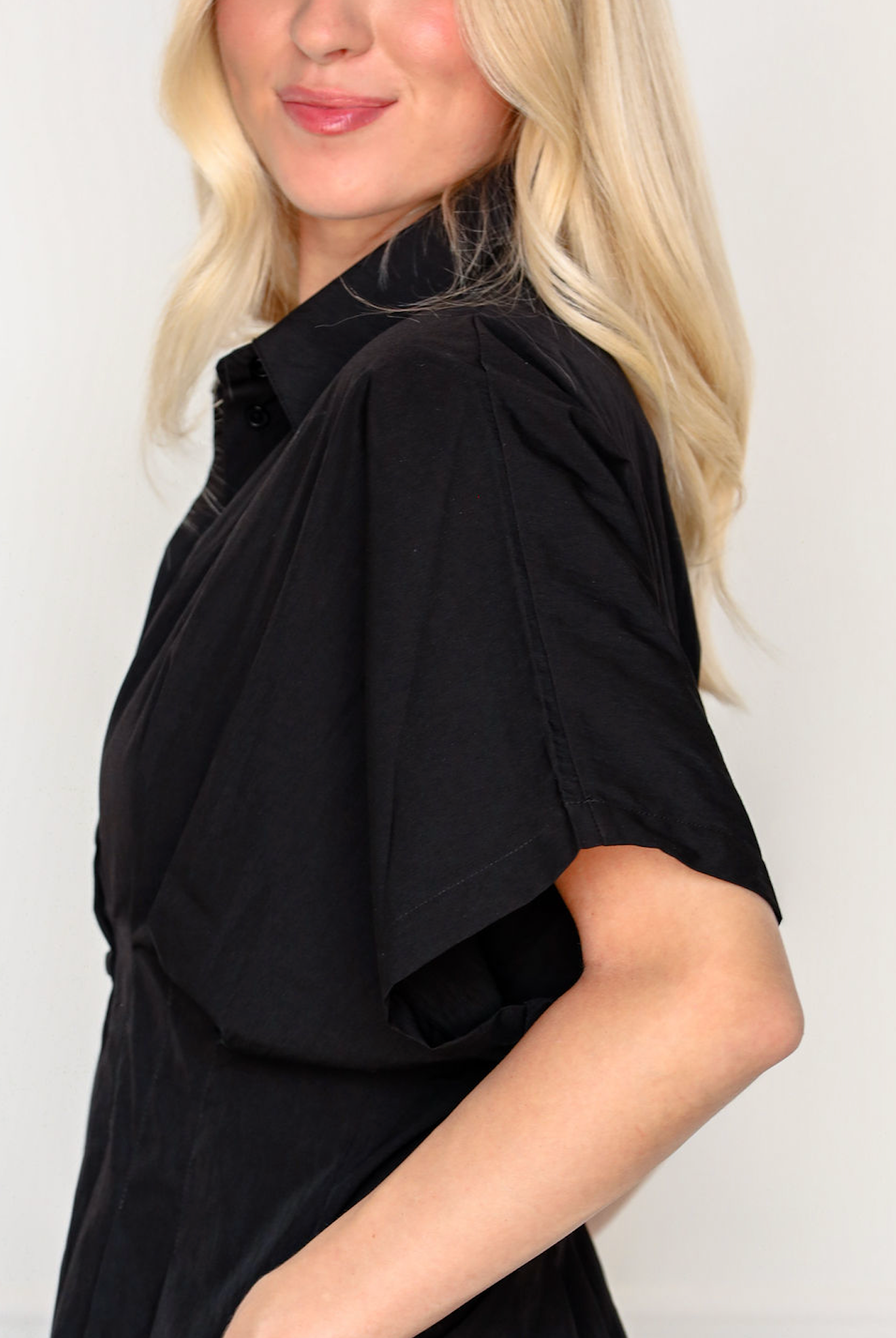 Black Pintuck Shirt Dress