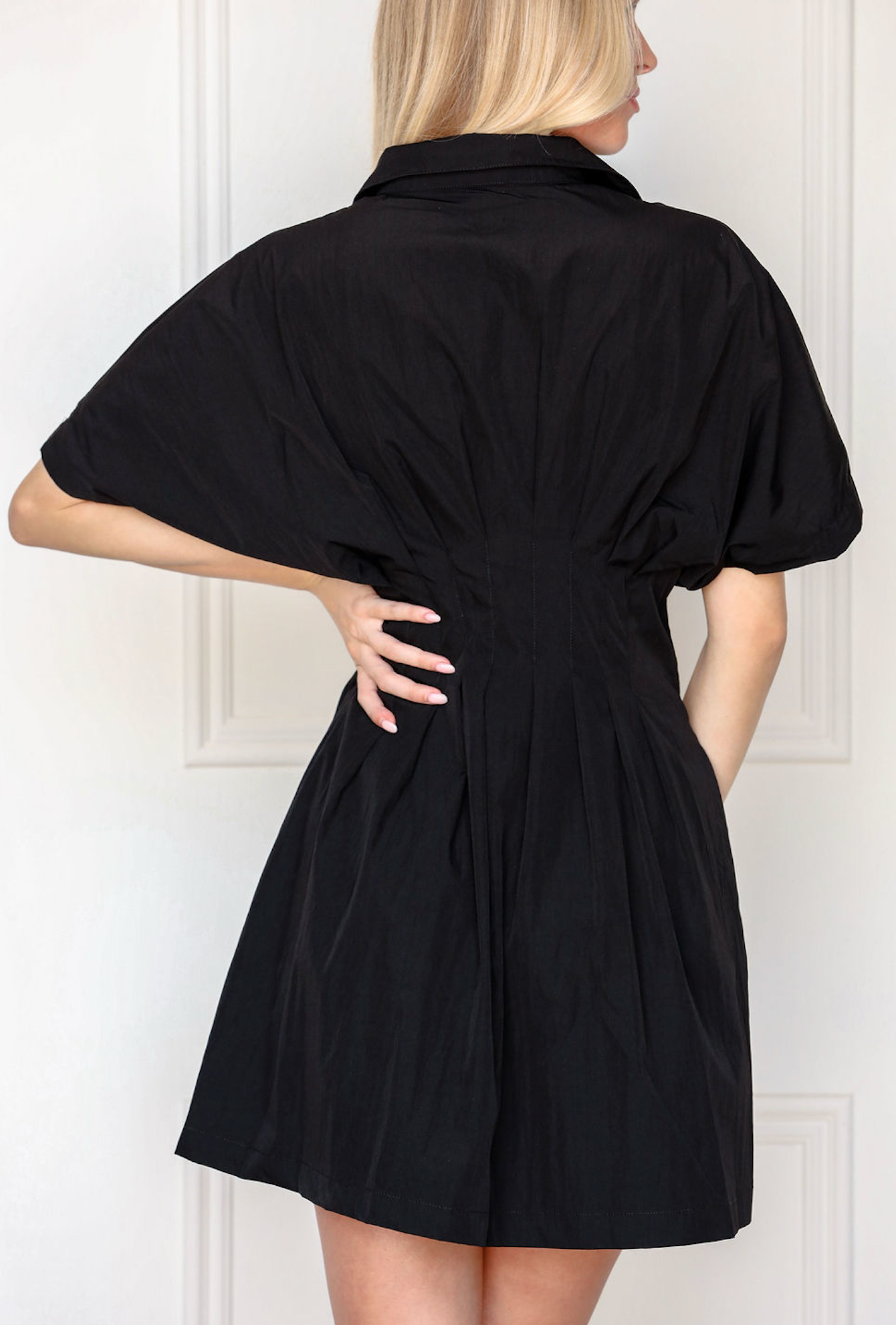 Black Pintuck Shirt Dress