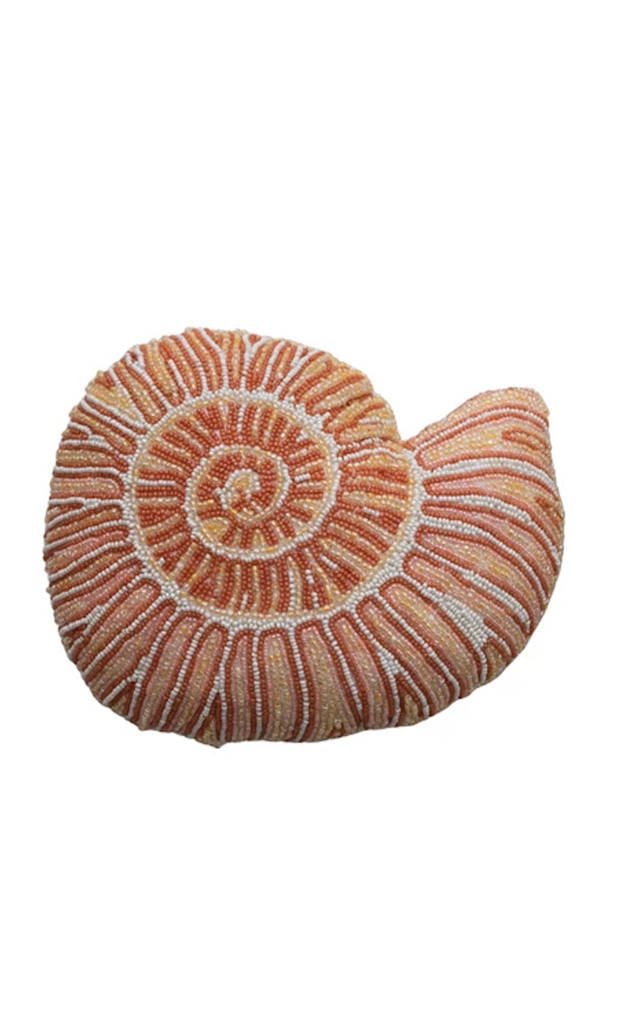 Beaded Shell Shaped Pillow Orange