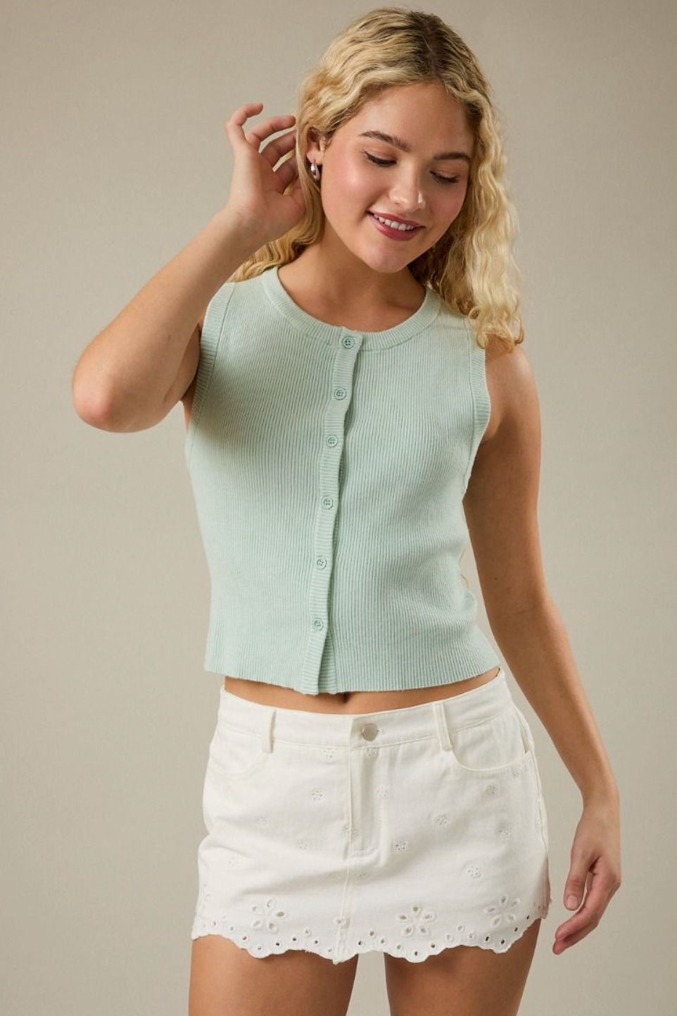 Ribbed Knit Tank Mint