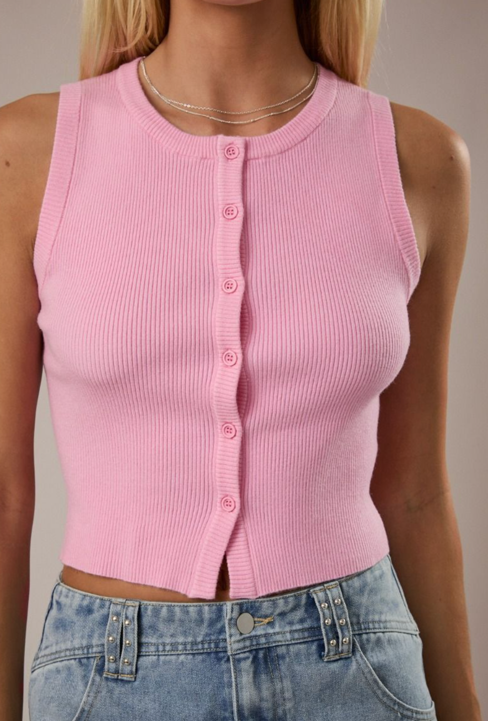 Ribbed Knit Tank Pink