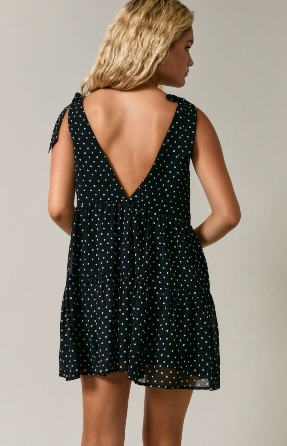 Polka Dot Tie Shoulder Dress
