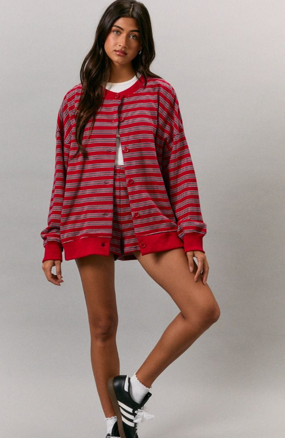 Red/Navy Stripe Jacket & Shorts Set of 2