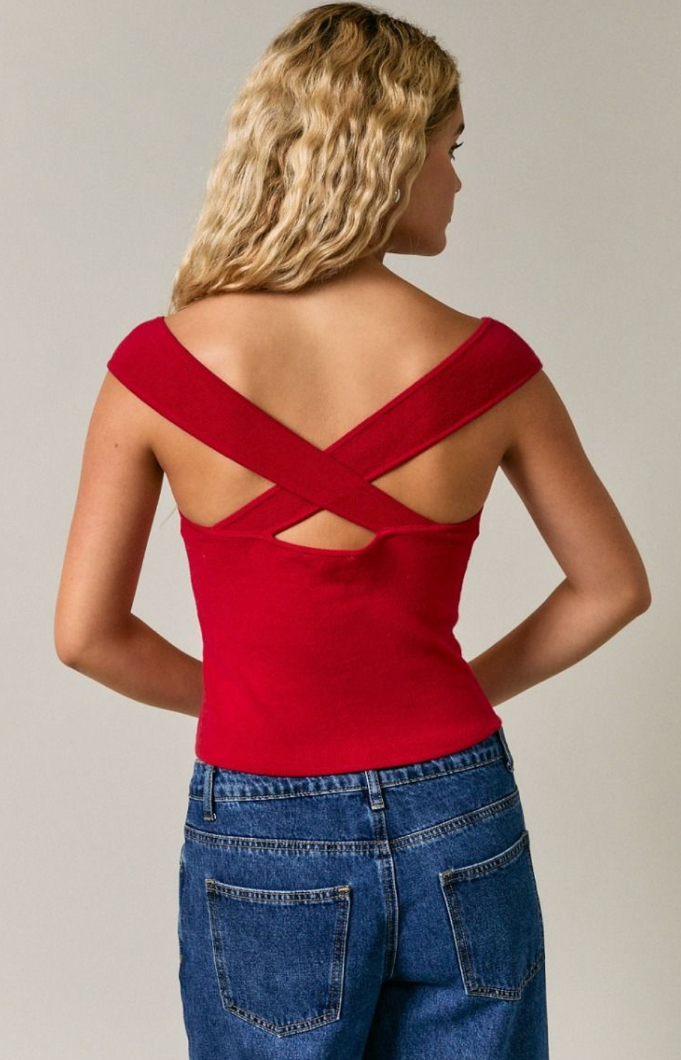 Deep Red Boat Neck Top