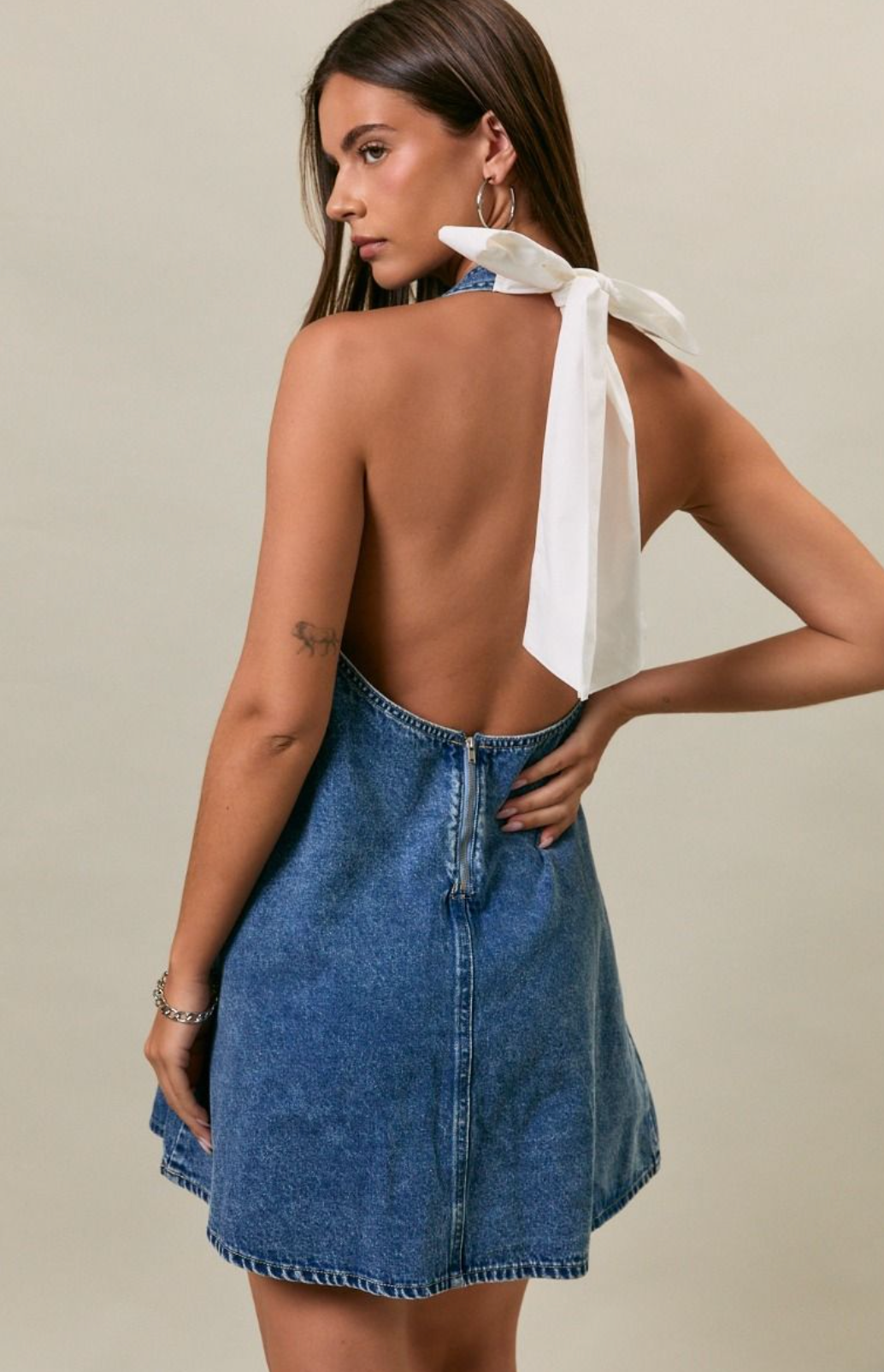 Halter Tie Denim Dress