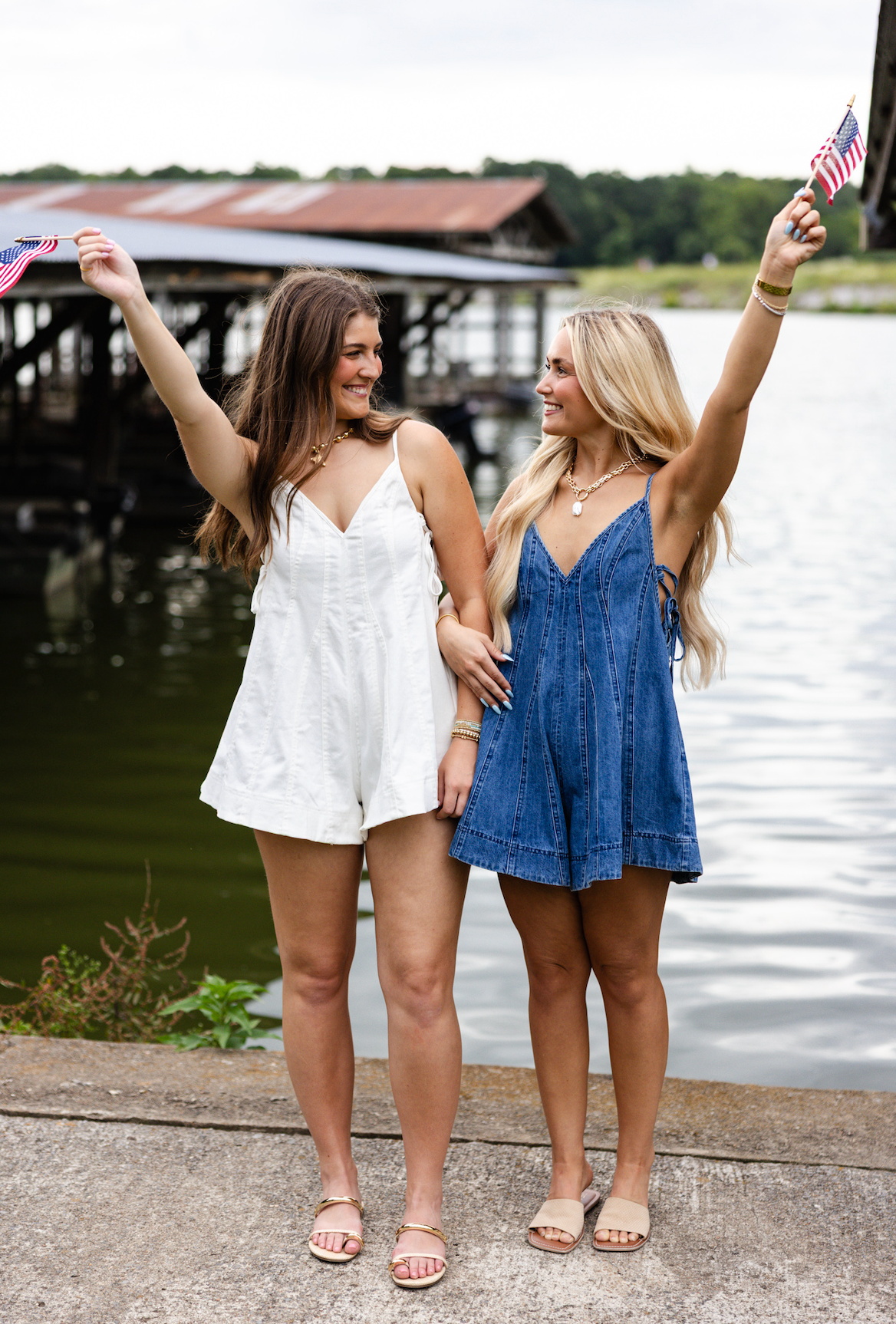 Denim Flare Tie Romper
