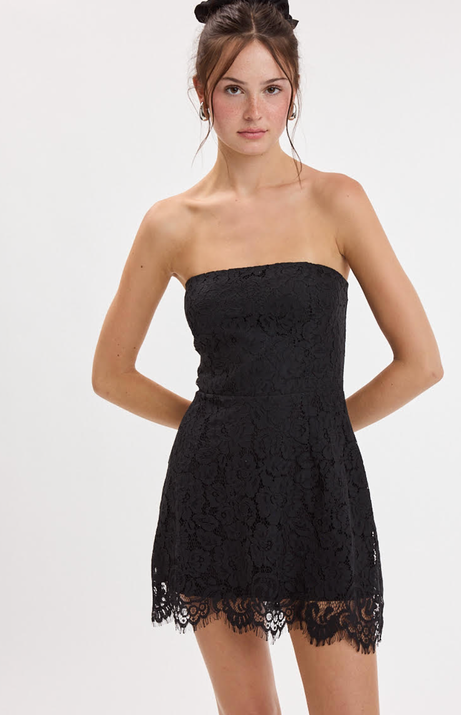 Strapless Black Lace Dress