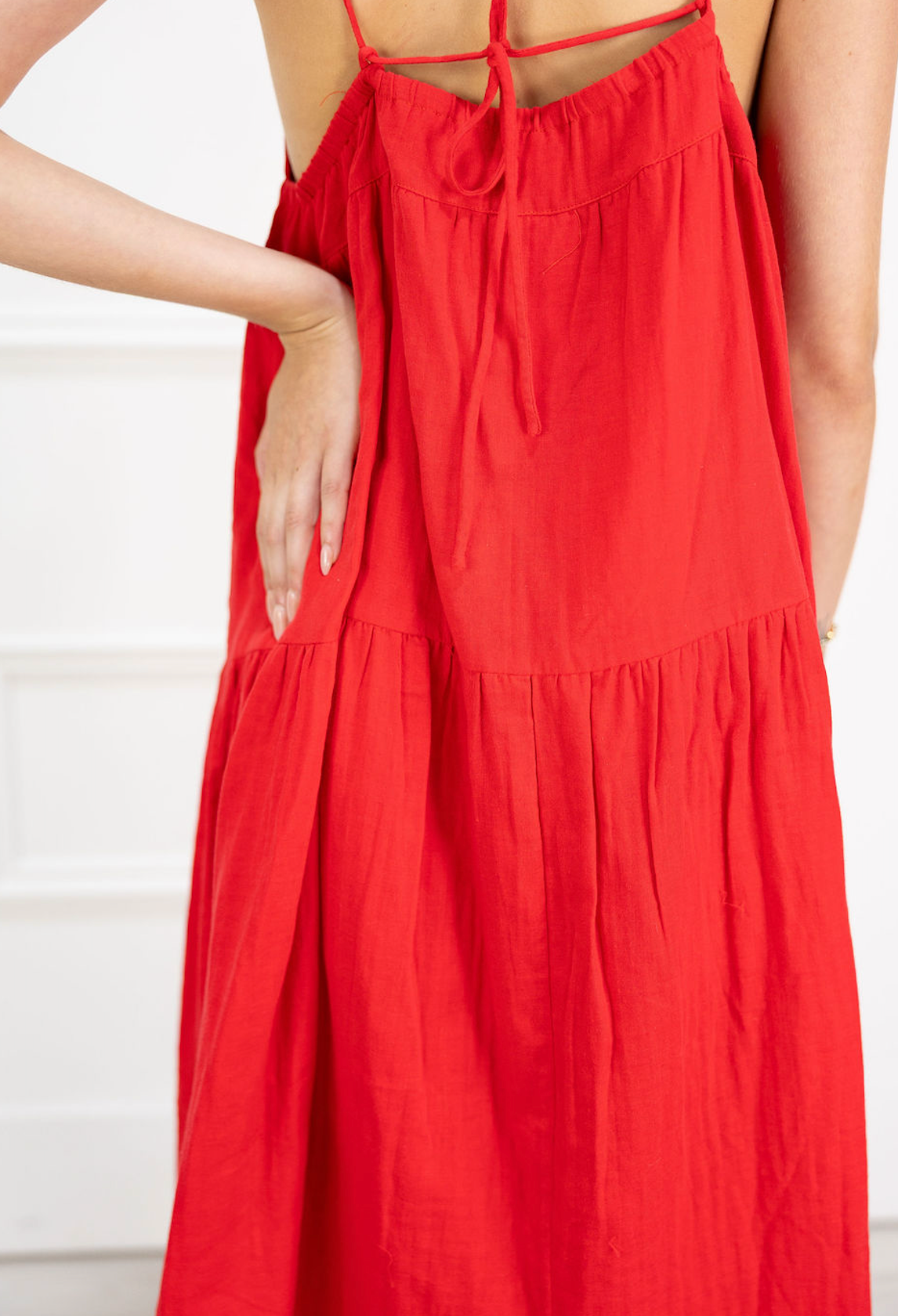 Andrea Red Tiered Dress