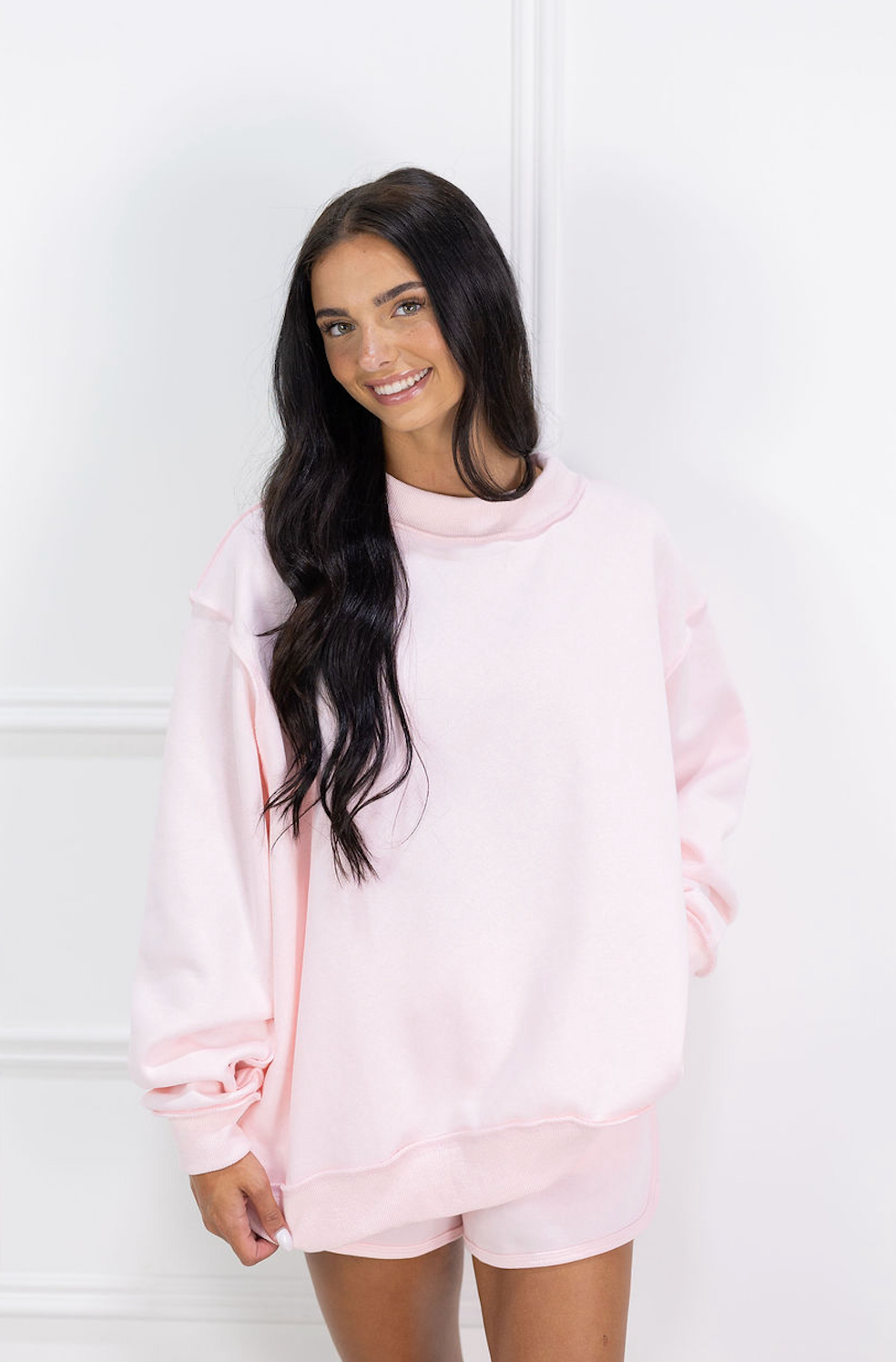 Solid Reversible Mock Neck Pink