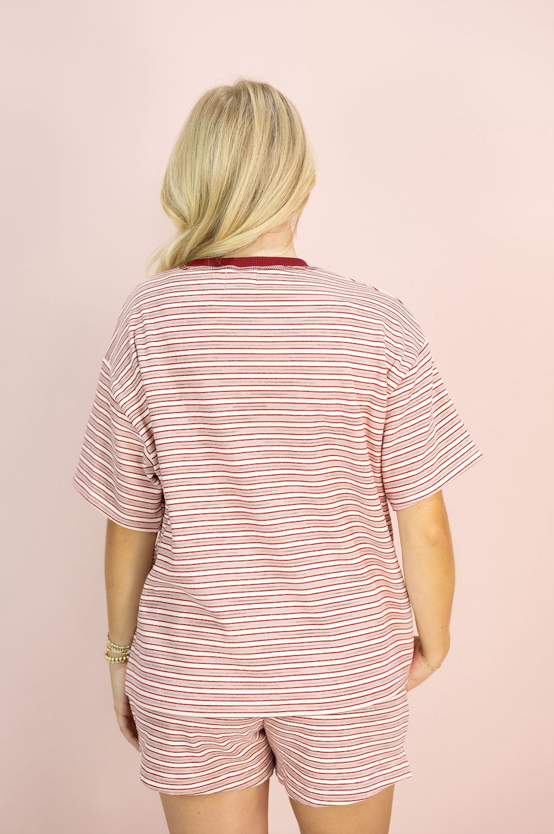 Brushed Knit Stripe Tee Red
