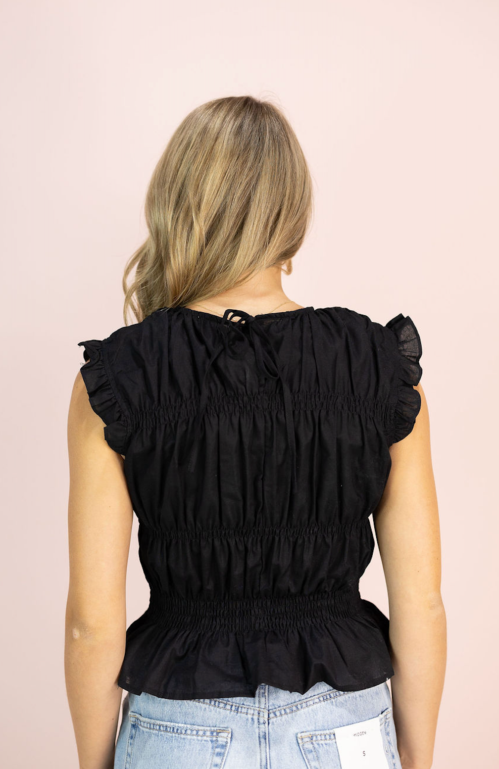 Ugenie Smocked Top Black