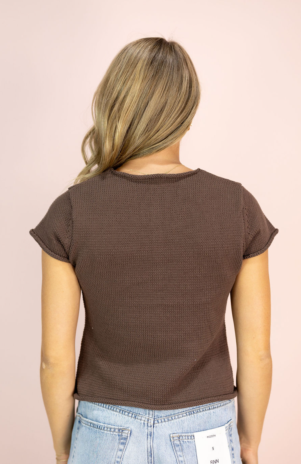 Alana Knit Buttons Top Brown
