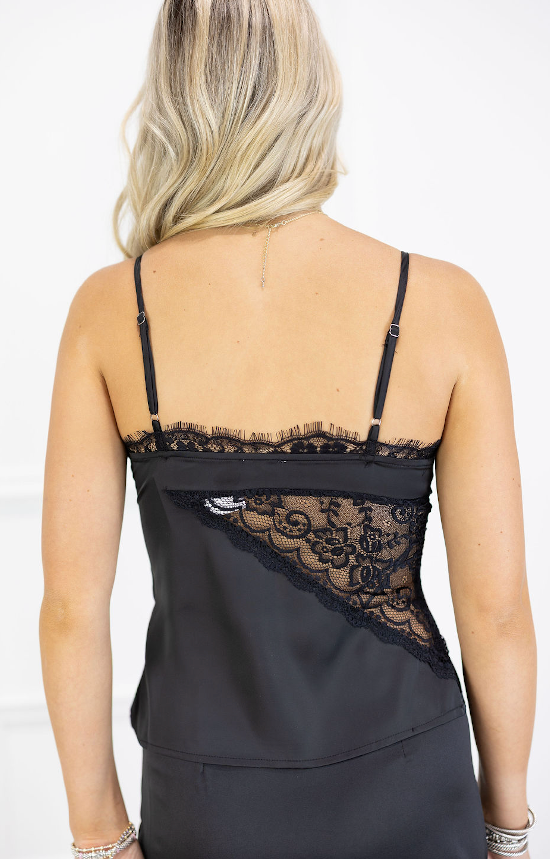 Lace Accent Cami Top Black