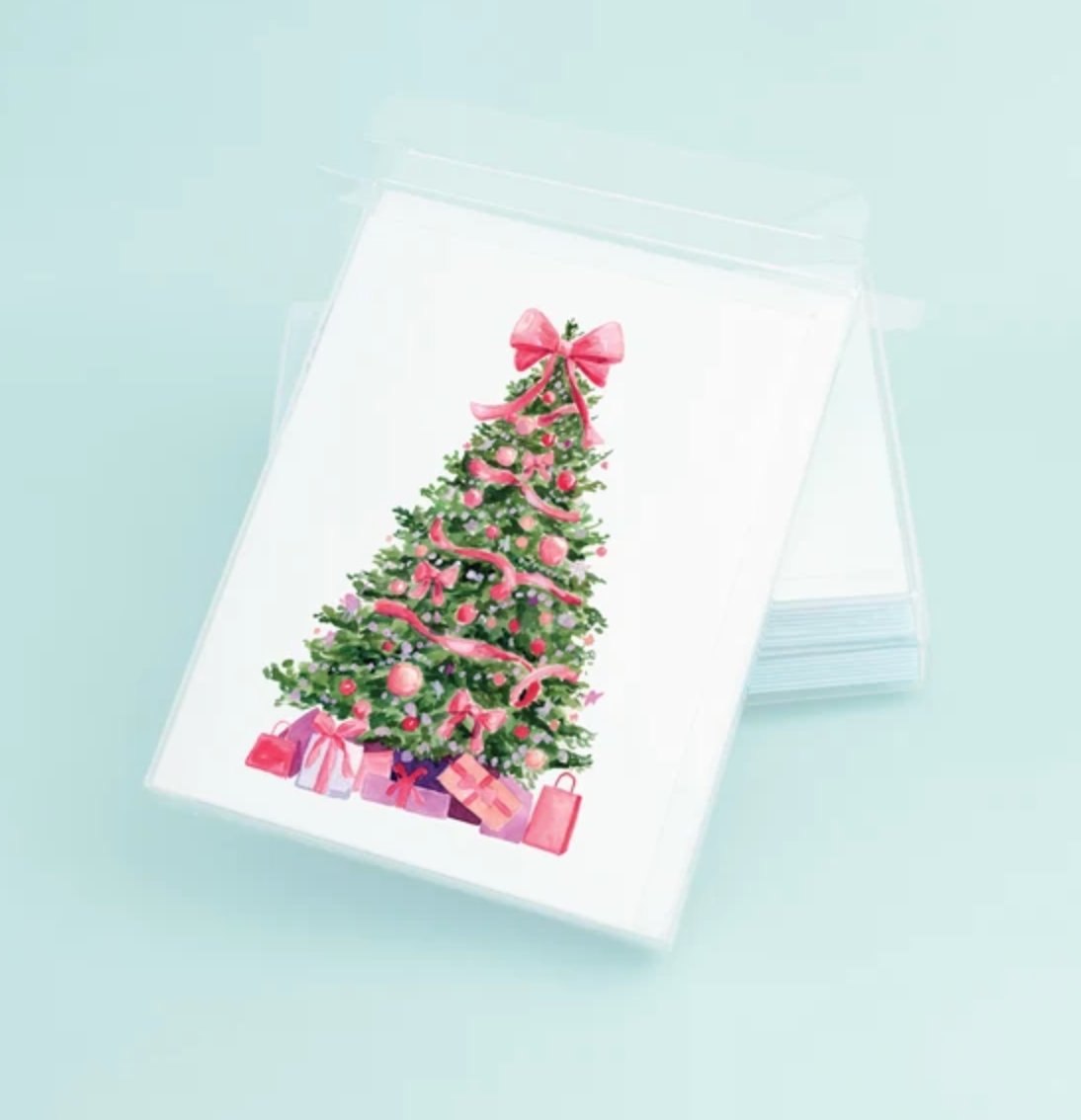 Pink Christmas Tree Boxed Cards