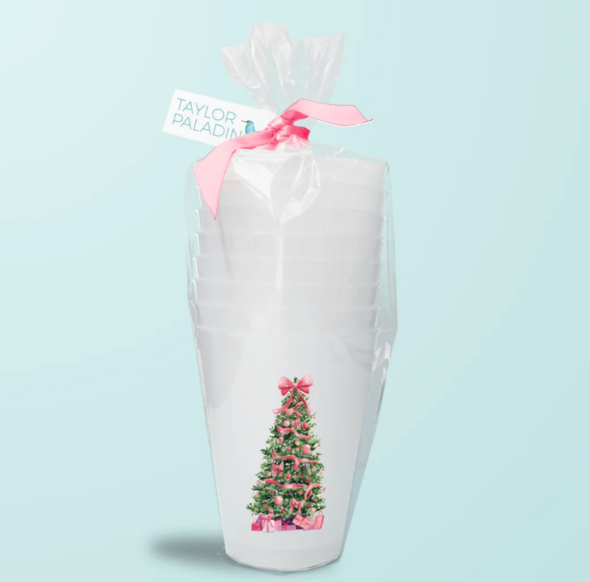 Pink Christmas Tree Frosted Cups