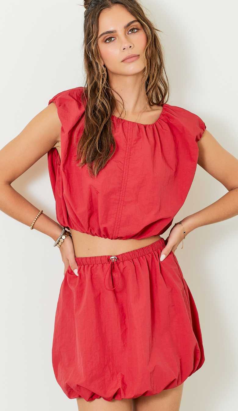 Bubble Skirt Set of 2 Red