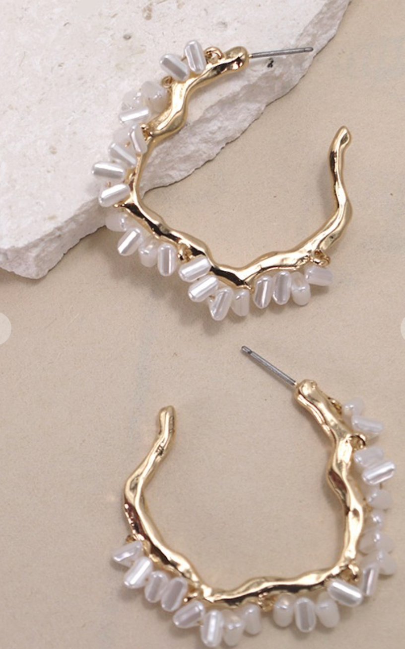 Irregular Pearl Bead Hoops