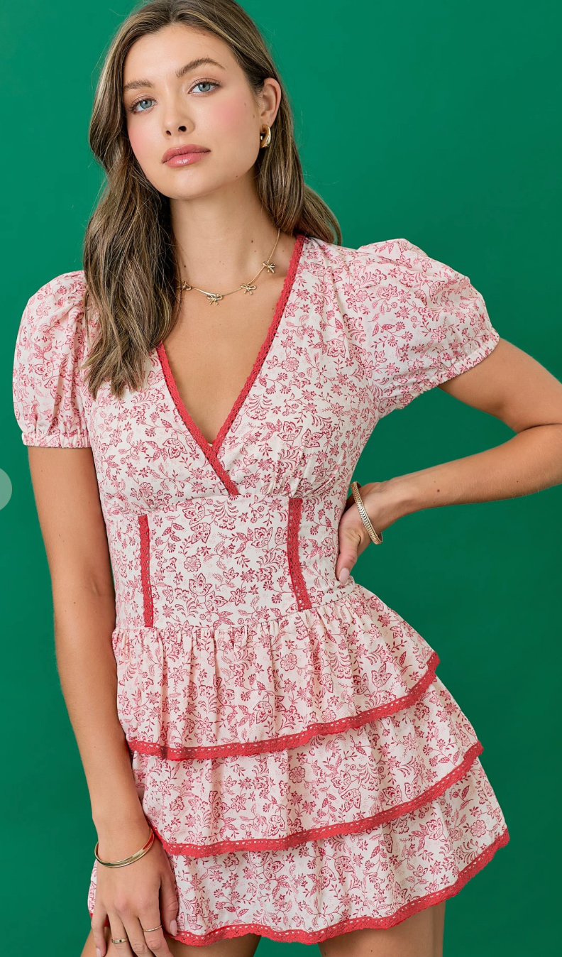 Floral Romper With Lace Detail