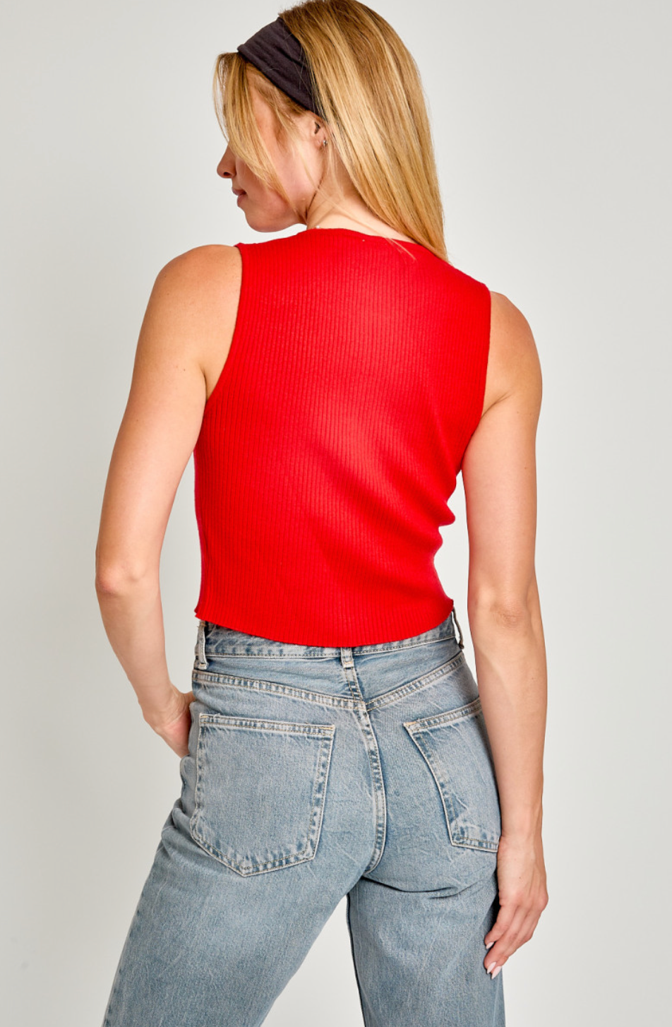 Satin Bow Detail Tank Red