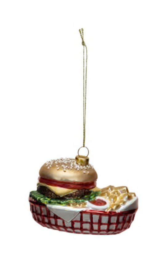Burger & Fries Glass Ornament