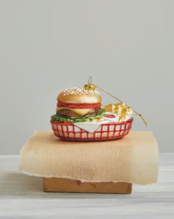Burger & Fries Glass Ornament
