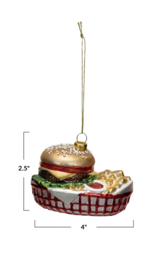 Burger & Fries Glass Ornament