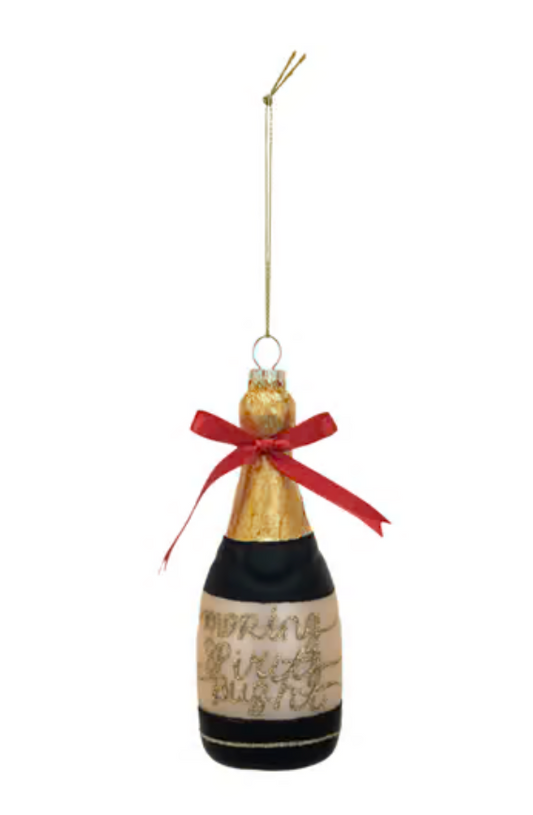 Red Bow Champagne Ornament