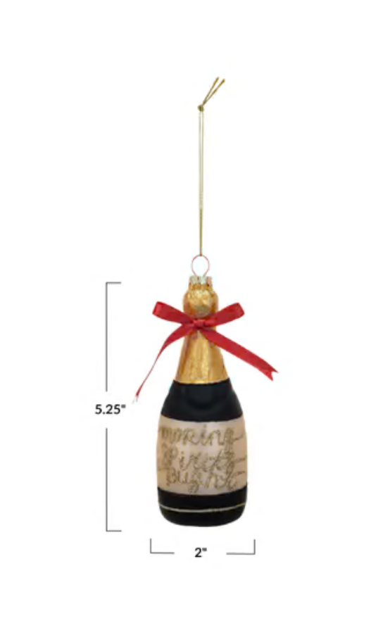 Red Bow Champagne Ornament