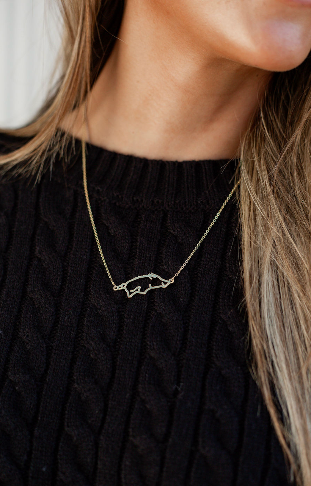 Outline Hogs Necklace Gold
