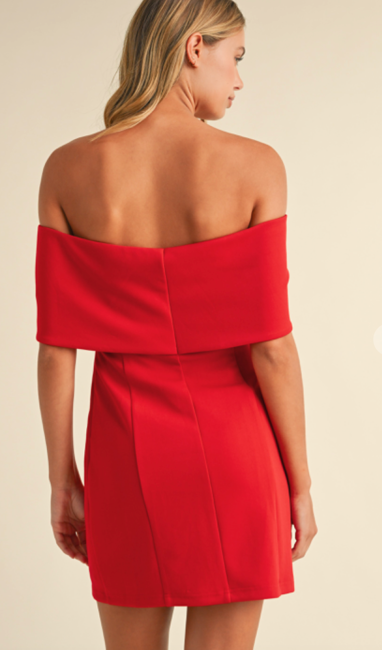 Bow Front Mini Dress Red