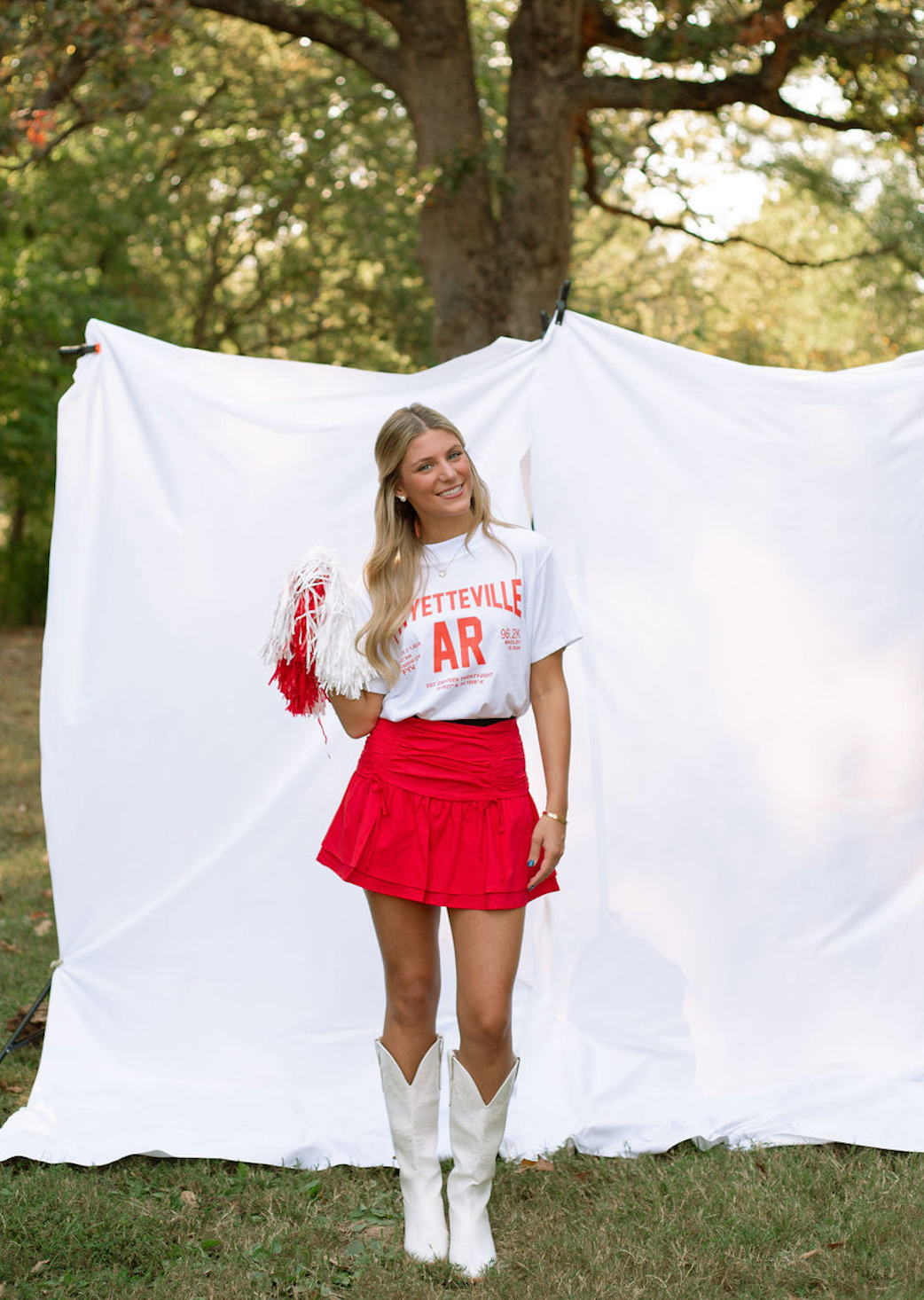 Fayetteville AR Red/White Cropped T-shirt