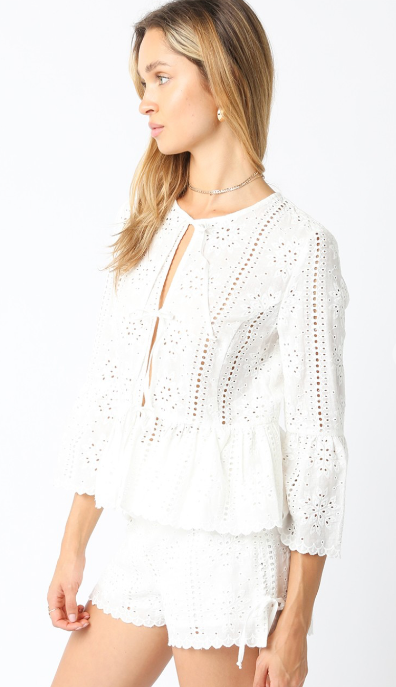 Shiloh Eyelet Ties Blouse