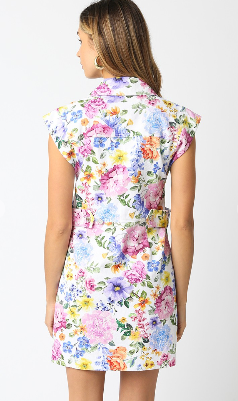 In Full Bloom Denim Dress