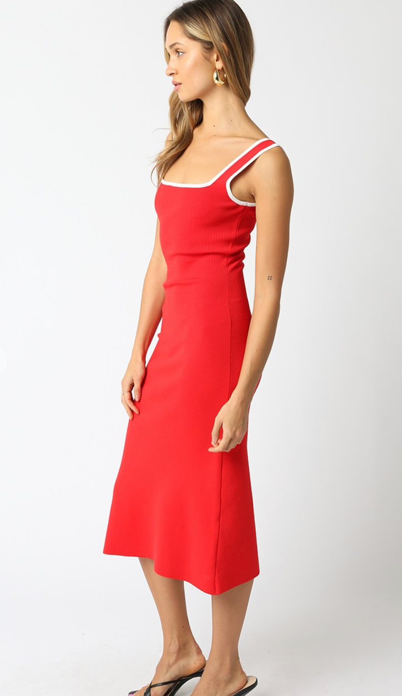 Red Outline Midi Knit Dress