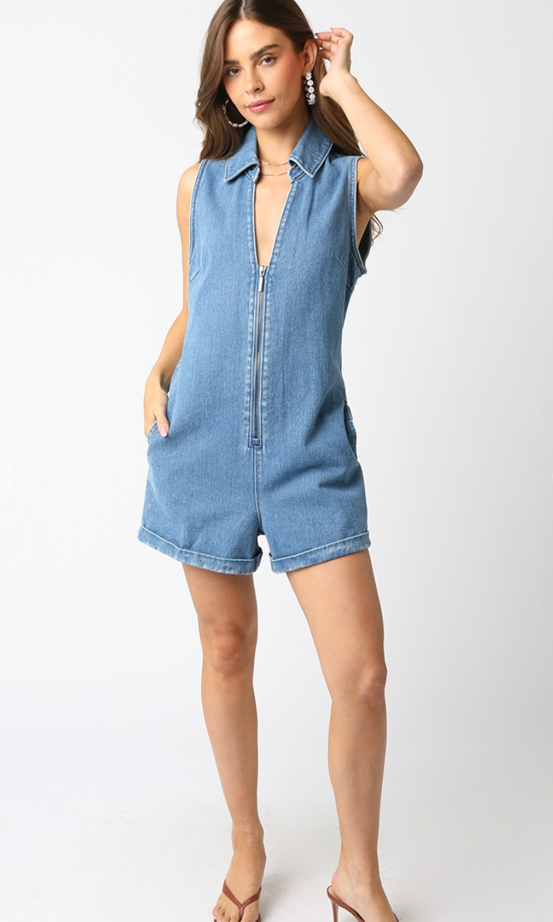 Blayne Denim Zip Up Romper