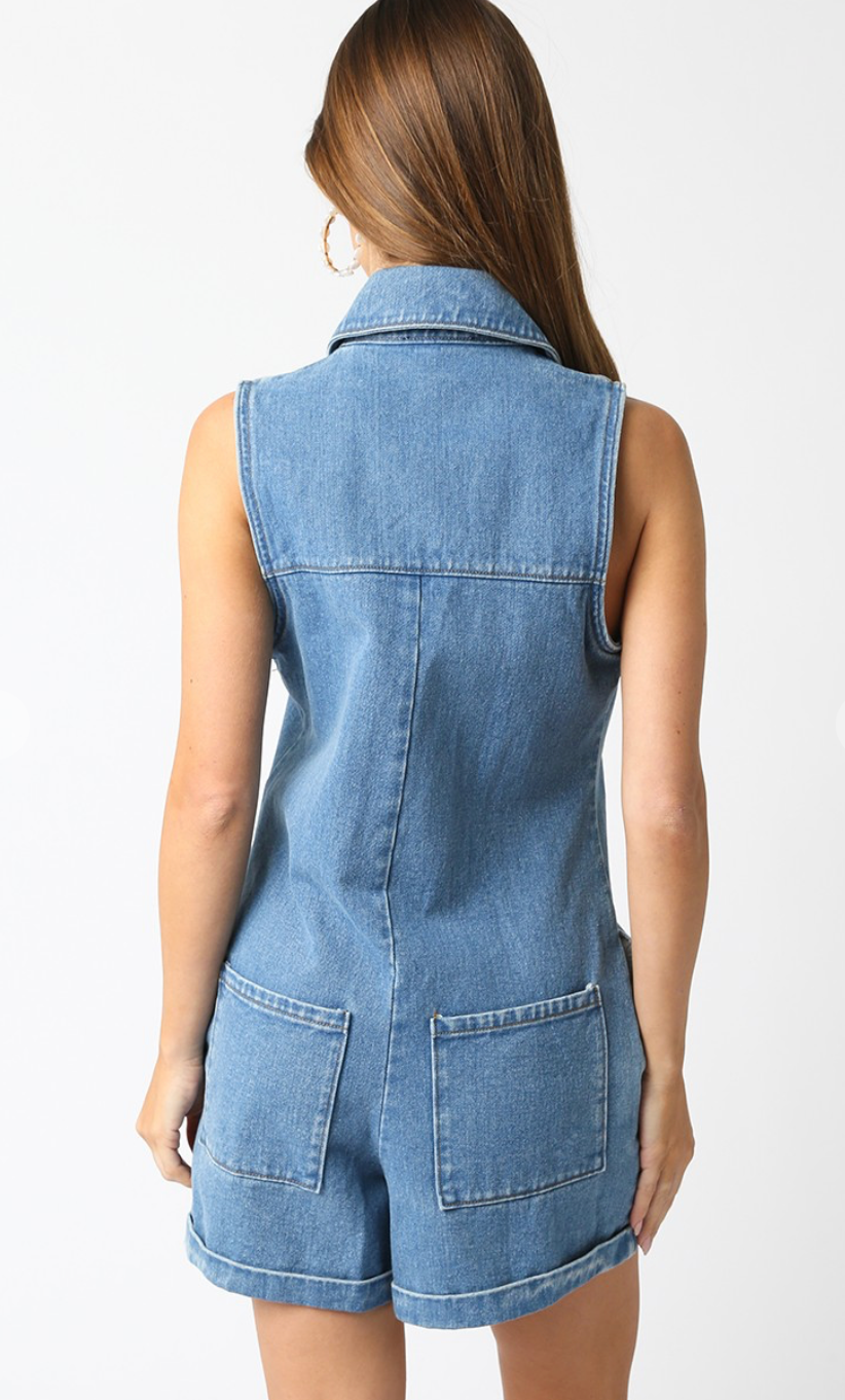 Blayne Denim Zip Up Romper
