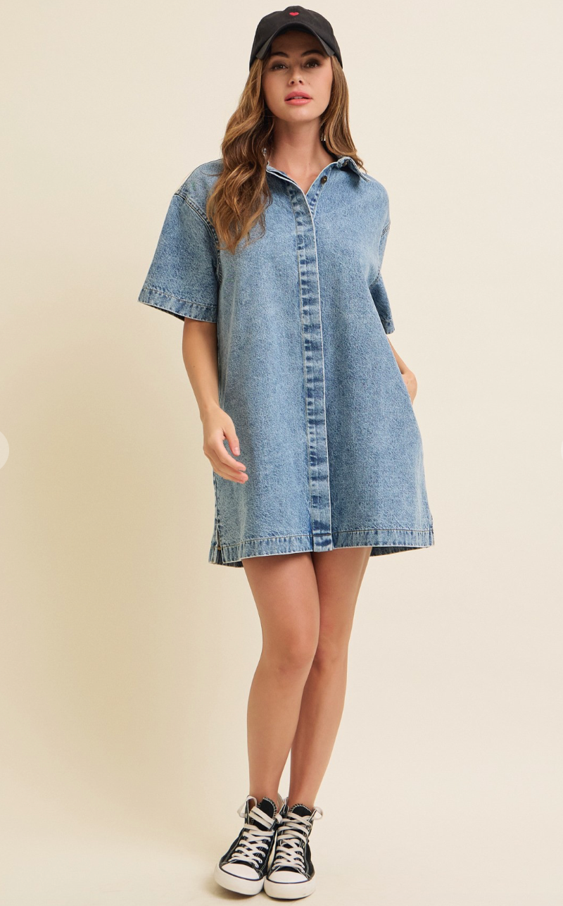 Short Sleeve Denim Dress