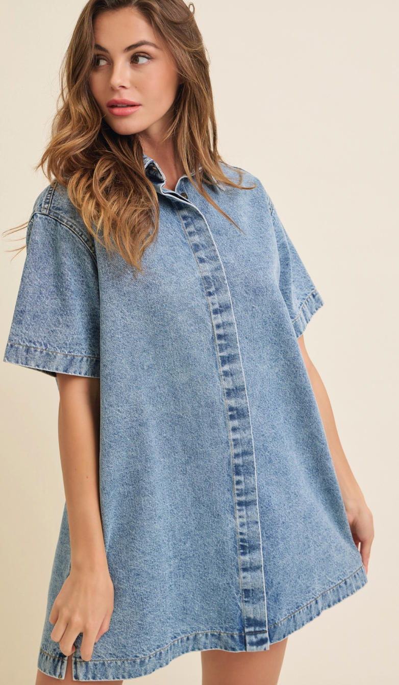 Short Sleeve Denim Dress