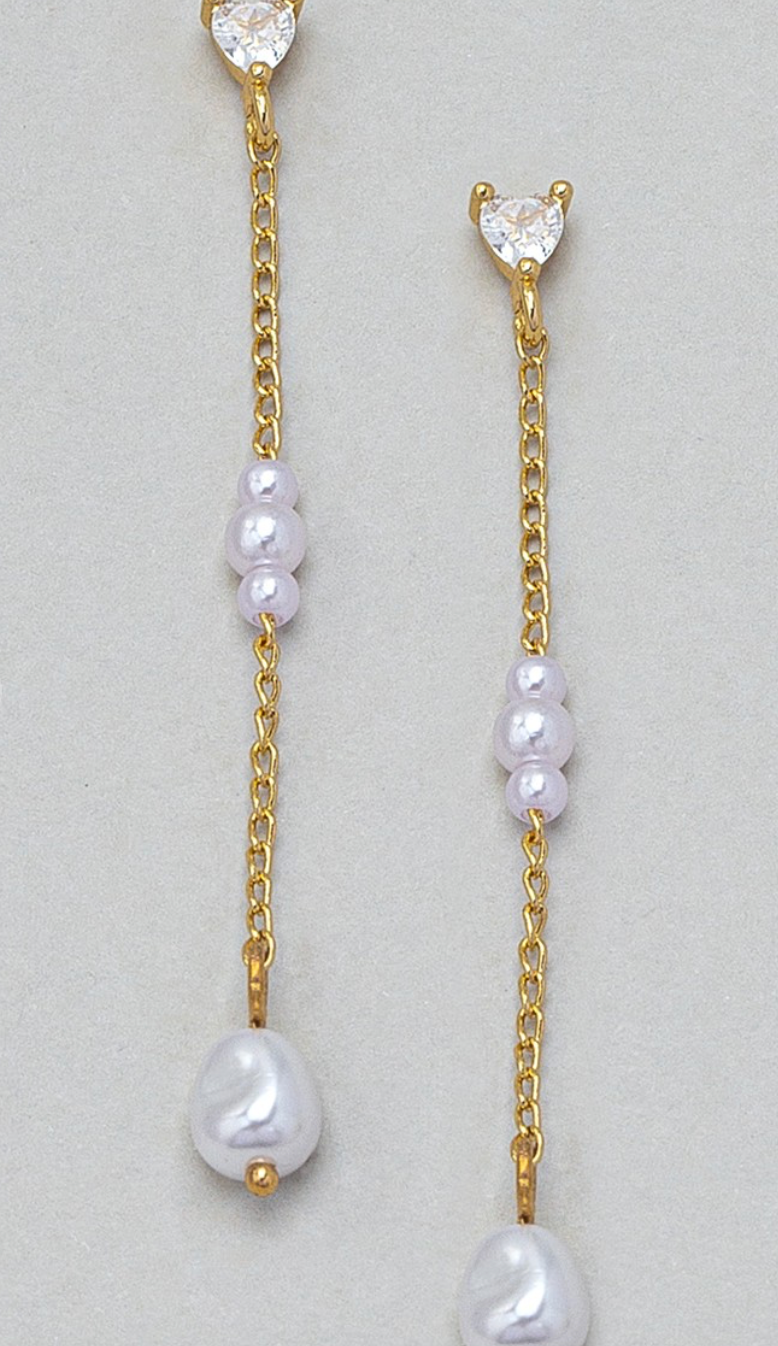 Gem & Pearl Linear Earrings