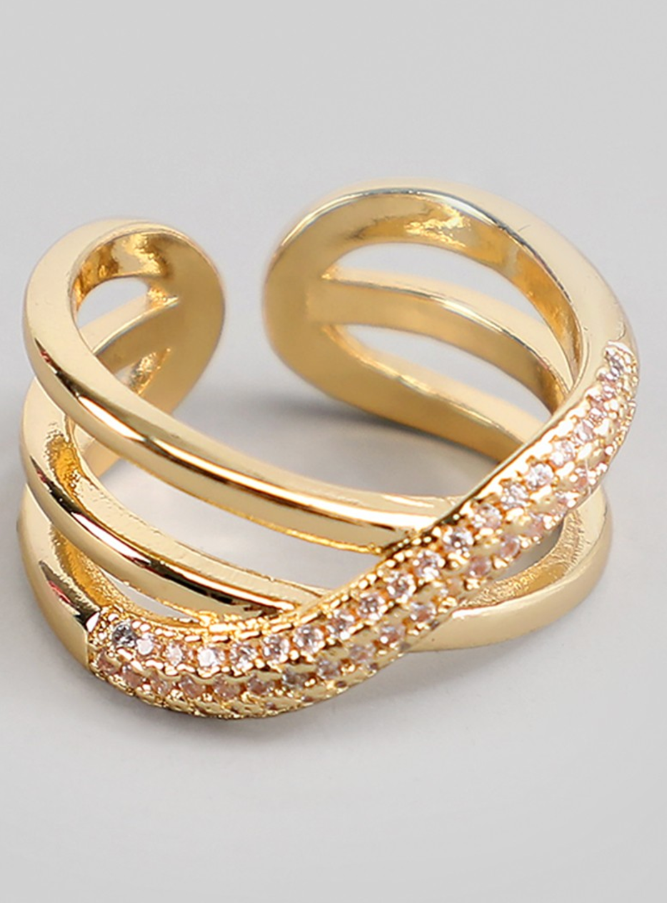 CZ Crossed Layer Ring