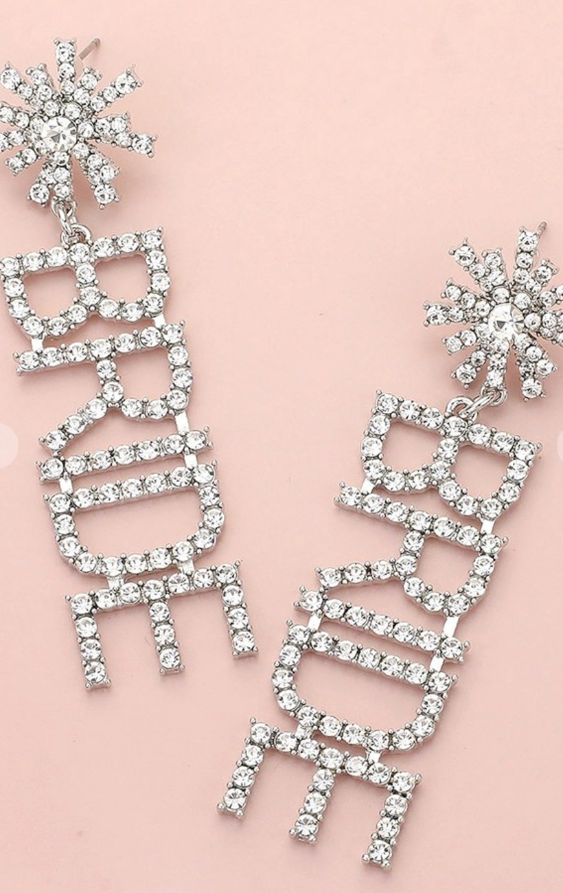 Bride Gem Earrings Silver