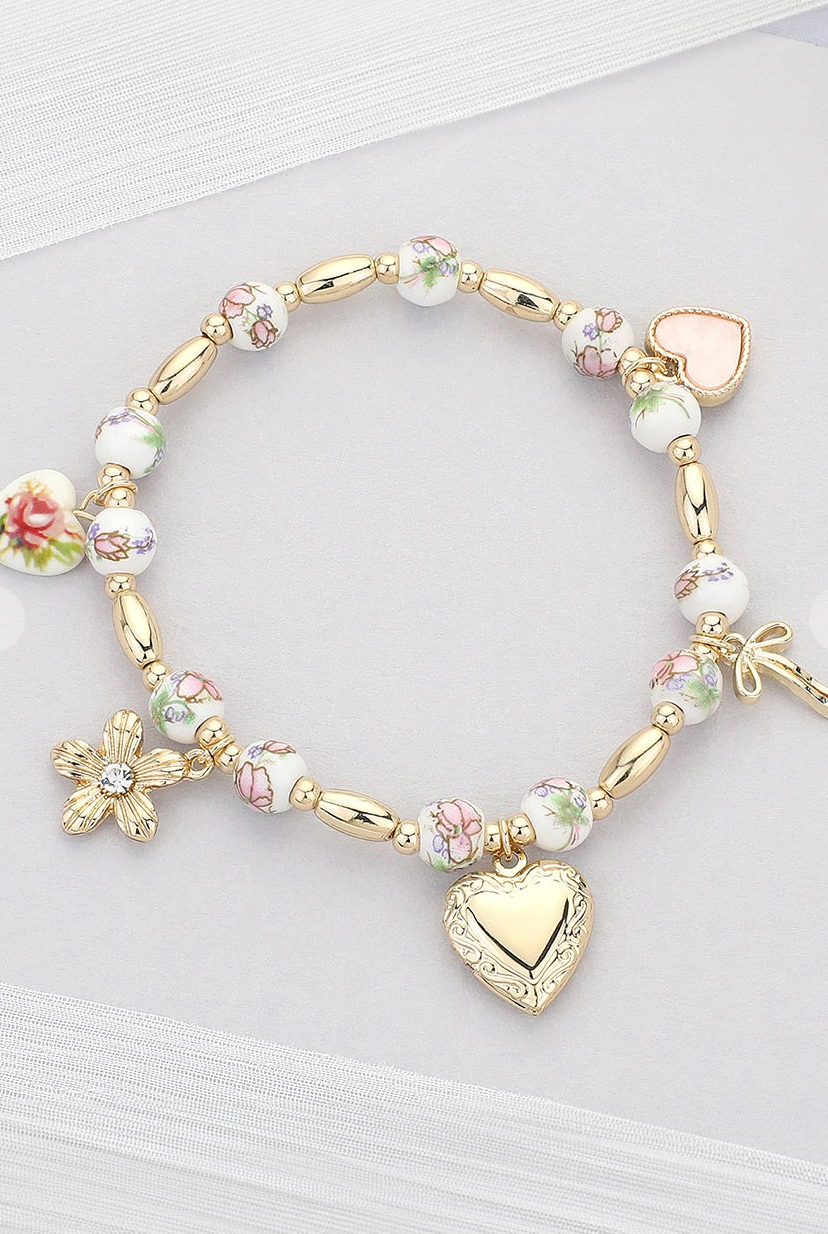 Heart Locket Bead Bracelet